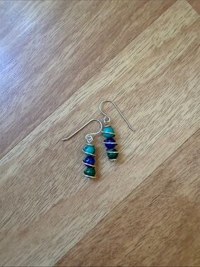 Handcrafted Turquoise, Blue & Green Bead Drop Earrings